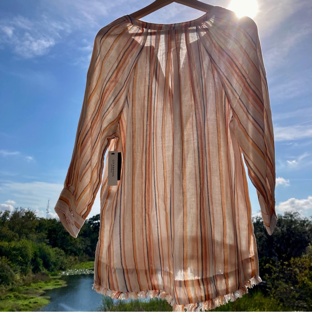 LIVERPOOL Los Angeles Striped Cotton Raglan Blouse Size L NWT - Picture 10 of 17